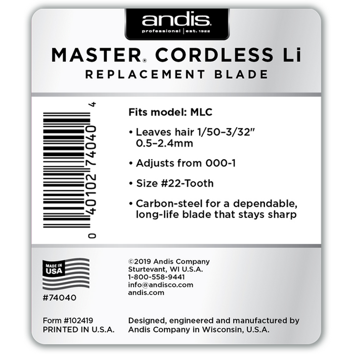 Andis Master Cordless Li Replacement Fade Blade #74040