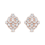 Bids.com 18K Rose Gold 8 1/3 Cttw Pear and Round Diamond Floral Cluster Omega Earrings (F-G Color, VS1-VS2 Clarity) Earrings