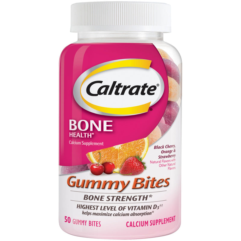 Caltrate Caltrate Gummy Bites 500 Mg Calcium And Vitamin D Supplement, Black Cherry, Strawberry, Orange Vitamins & Supplements