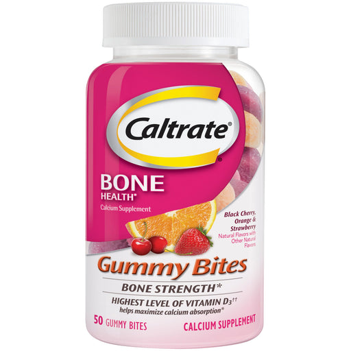 Caltrate Caltrate Gummy Bites 500 Mg Calcium And Vitamin D Supplement, Black Cherry, Strawberry, Orange Vitamins & Supplements