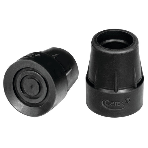 Carex CareMates 1-Inch Rubber Cane Tips, Black, 1 Pair – Heavy Duty & Slip-Resistant Replacement Canes & Walking Sticks