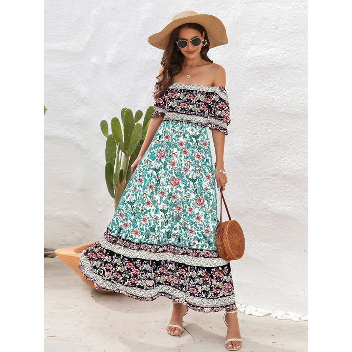 Floral Flounce Sleeve Midi Dress