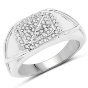 Bids.com 14K White Gold Plated 0.24 Carat Genuine White Diamond .925 Sterling Silver Ring Rings