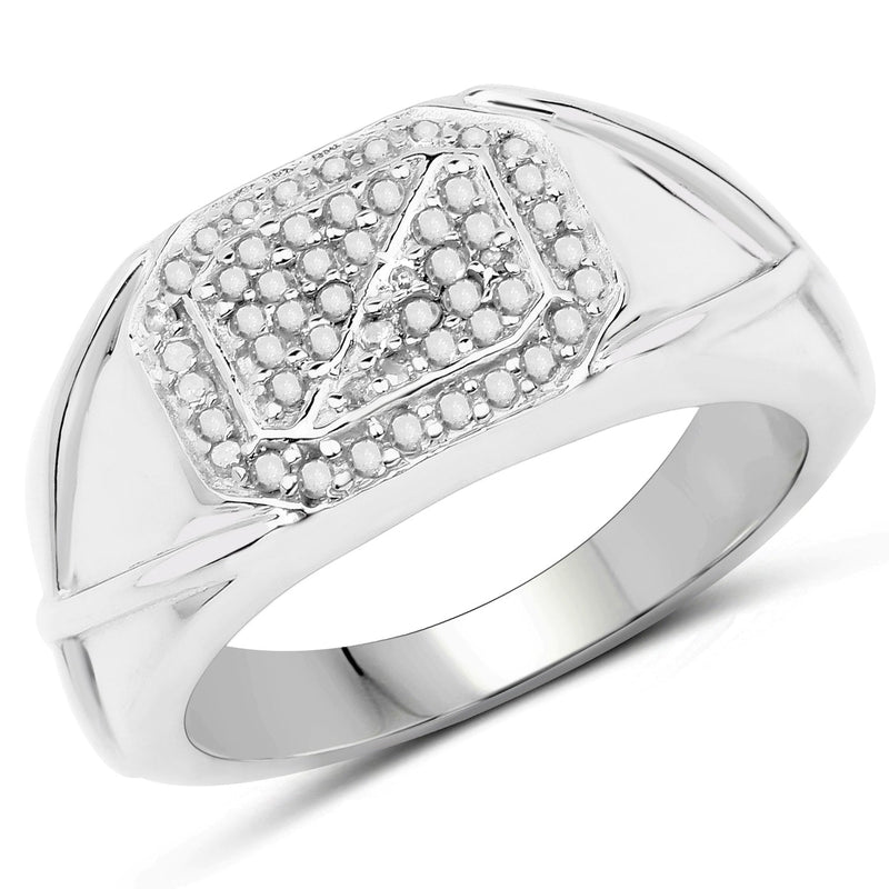 Bids.com 14K White Gold Plated 0.24 Carat Genuine White Diamond .925 Sterling Silver Ring Rings