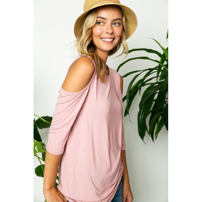 Plus Solid Cold Shoulder Top