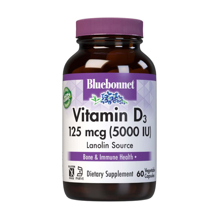 Bluebonnet Vitamin D3 5000 IU, 60 Vegetable Capsules