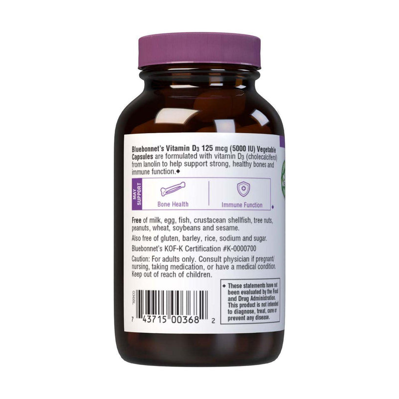 Bluebonnet Bluebonnet Vitamin D3 5000 IU, 60 Vegetable Capsules Vitamins & Supplements