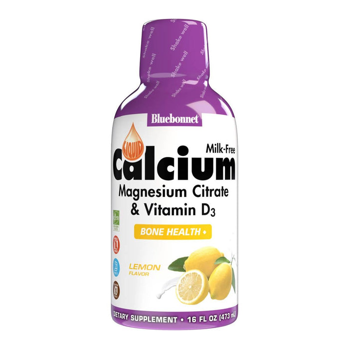 Bluebonnet Liquid Calcium Magnesium Citrate Plus Vitamin D3, Lemon, 16 oz