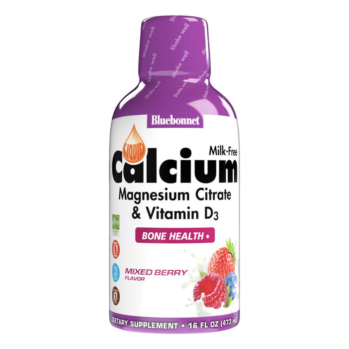 Bluebonnet Liquid Calcium Magnesium Citrate Plus Vitamin D3, Mixed Berry, 16 oz