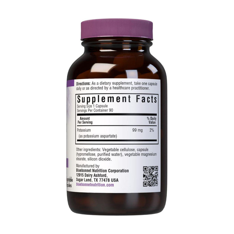 Bluebonnet BlueBonnet Potassium Vegetarian Capsules, 99 mg, 90 Count Potassium Supplement