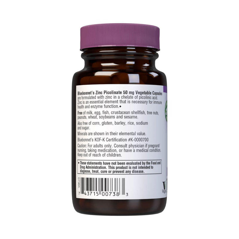 Bluebonnet BlueBonnet Zinc Picolinate, 50 mg, 50 Vegetarian Capsules Vitamins & Supplements