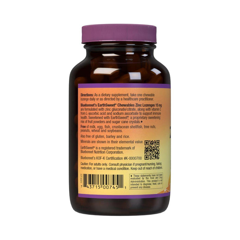 Bluebonnet Bluebonnet EarthSweet Zinc Orange Flavor - 60 Lozenges Dietary Supplements