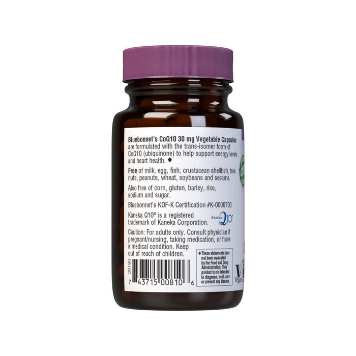 Bluebonnets CoQ10 30 mg, 30 Vegetable Capsules