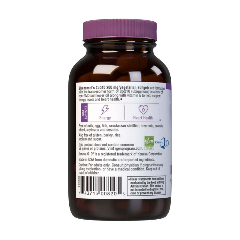 Bluebonnet BlueBonnet CoQ-10 200 mg, 60 Vegetarian Softgels Vitamins & Supplements