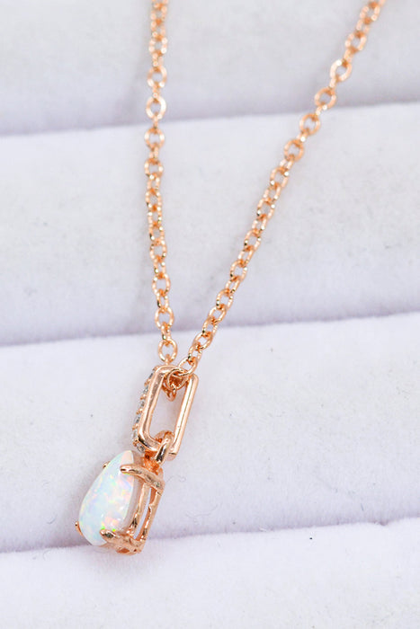 Opal Pendant 925 Sterling Silver Chain-Link Necklace