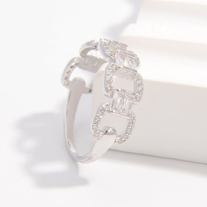 925 Sterling Silver Zircon Cutout Ring