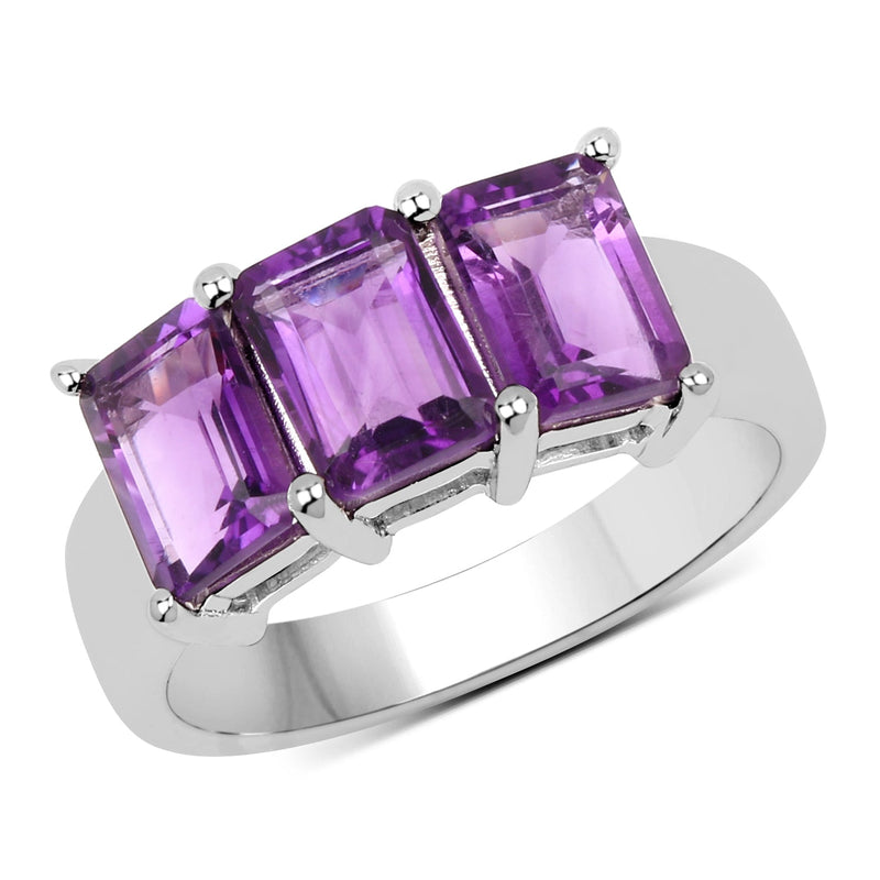 Bids.com 2.85 Carat Genuine Amethyst .925 Sterling Silver Ring Rings