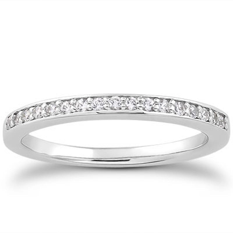 Bids.com 14k White Gold Micro-pave Flat Sided Diamond Wedding Ring Band Rings