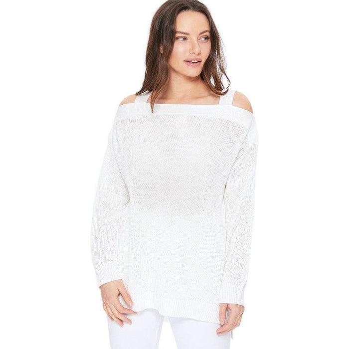 Off Shoulder Loose Over Sized Fit Sweater Knit Top