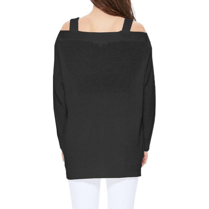 Off Shoulder Loose Over Sized Fit Sweater Knit Top