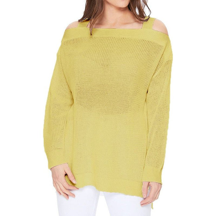 Off Shoulder Loose Over Sized Fit Sweater Knit Top