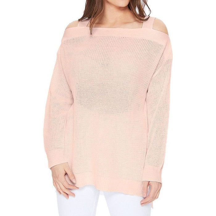 Off Shoulder Loose Over Sized Fit Sweater Knit Top