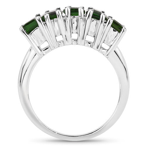 Bids.com 3.25 Carat Genuine Chrome Diopside .925 Sterling Silver Ring Rings