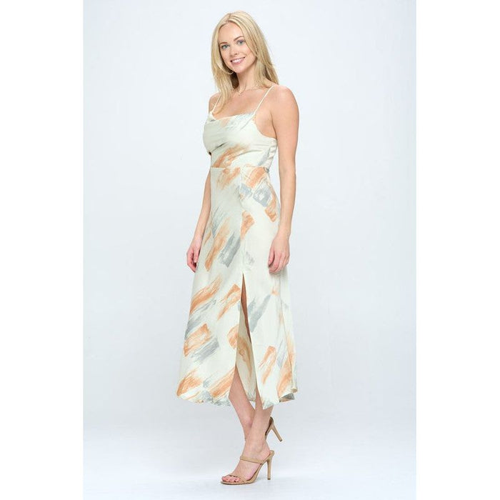 Paint Stroke Midi Slip Dress