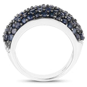 Bids.com 3.28 Carat Genuine Blue Sapphire and White Topaz .925 Sterling Silver Ring Rings