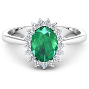 Bids.com 1.87 Carat Genuine Zambian Emerald  and White Diamond 14K White Gold Ring Rings