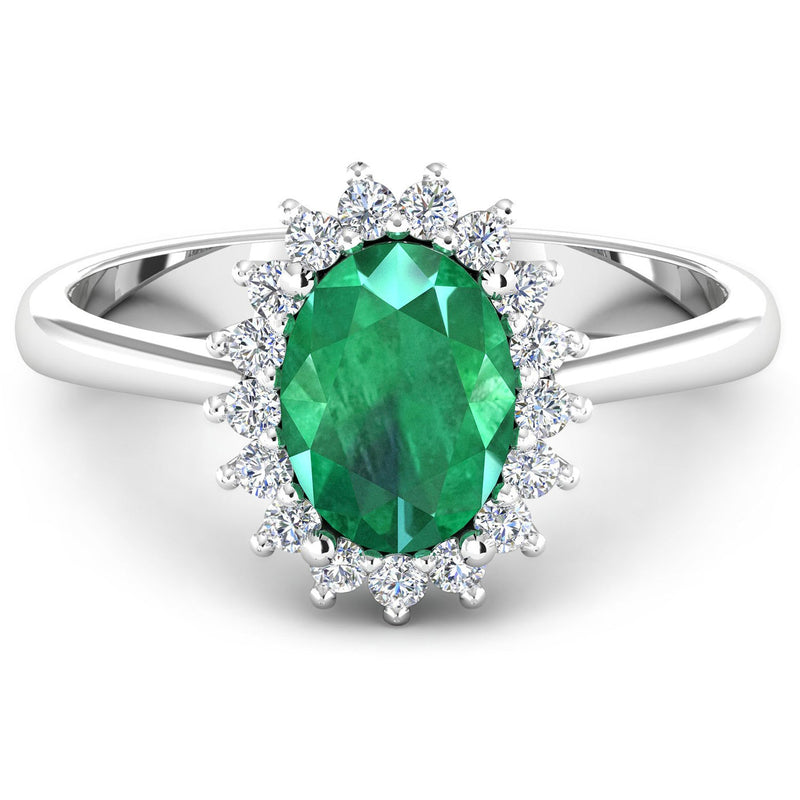 Bids.com 1.87 Carat Genuine Zambian Emerald  and White Diamond 14K White Gold Ring Rings