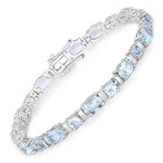 Bids.com 10.06 Carat Genuine Aquamarine .925 Sterling Silver Bracelet Bracelets