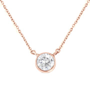 Bids.com .925 Sterling Silver 1/2 Cttw Diamond Bezel 18" Pendant Necklace (I-J Color, I2-I3 Clarity) Necklaces