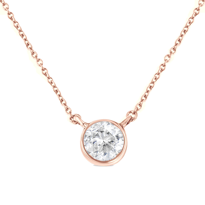 Bids.com .925 Sterling Silver 1/2 Cttw Diamond Bezel 18" Pendant Necklace (I-J Color, I2-I3 Clarity) Necklaces