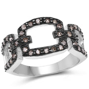 Bids.com 0.32 Carat Genuine Champagne Diamond .925 Sterling Silver Ring Rings