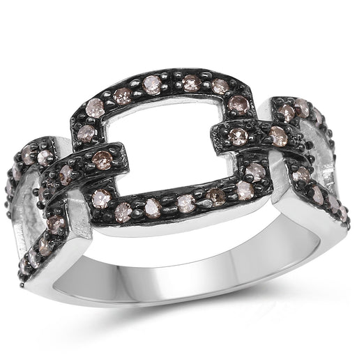 Bids.com 0.32 Carat Genuine Champagne Diamond .925 Sterling Silver Ring Rings