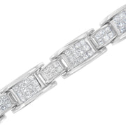 Bids.com 14K White Gold 5.0 Cttw Princess Cut Diamond Invisible Set Alternating Size D Shaped Links Tennis Bracelet (H-I Color, SI2-I1 Clarity) - 7â€ Bracelets
