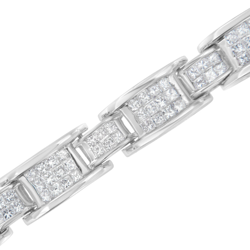 Bids.com 14K White Gold 5.0 Cttw Princess Cut Diamond Invisible Set Alternating Size D Shaped Links Tennis Bracelet (H-I Color, SI2-I1 Clarity) - 7â€ Bracelets