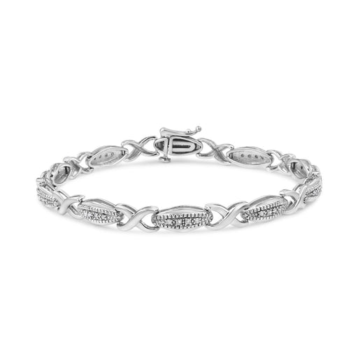 Bids.com .925 Sterling Silver 1/5 Cttw Round-Cut Diamond "X" Link Bracelet - Size 7.50" (I-J Color, I2-I3 Clarity) Bracelets