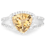 Bids.com 3.06 Carat Genuine Citrine and White Topaz .925 Sterling Silver Ring Rings