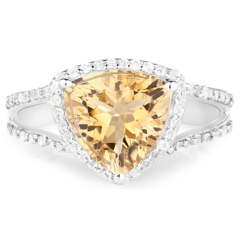 Bids.com 3.06 Carat Genuine Citrine and White Topaz .925 Sterling Silver Ring Rings