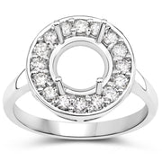 Bids.com 0.48 Carat Genuine White Diamond 14K White Gold Semi Mount Ring - holds 8.00mm Round Gemstone Rings