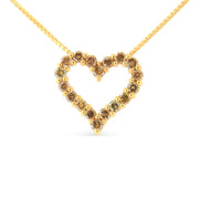 Bids.com 14K Yellow Gold Plated .925 Sterling Silver 1.0 Cttw Champagne Diamond Heart Pendant Necklace (K-L Color, I1-I2 Clarity) - 18" Necklaces