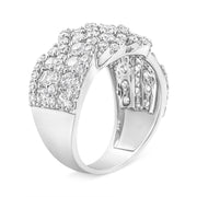 Bids.com 10K White Gold 3.00 Cttw Diamond Multi Row Cluster Band Ring (I-J Color, I3 Clarity) - Size 7 Rings