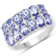 Bids.com 3.16 Carat Genuine Tanzanite & White Topaz .925 Sterling Silver Ring Rings