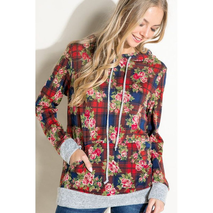 Plaid Floral Mix Sweatshirts