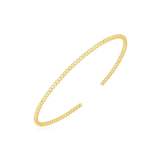 Bids.com 14k Yellow Gold High Polish Bead Cuff Bangle (2mm) Bracelets