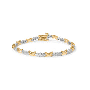 Bids.com 10K Two-Tone Gold 1/2 Cttw Diamond Alternating 3 Stone and X-Link 7" Bracelet (I-J Color, I2-I3 Clarity) Bracelets