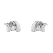 Bids.com .925 Sterling Silver Round Cut Diamond Fashion Stud Earrings (0.10 cttw, I-J Color, I2-I3 Clarity) Earrings