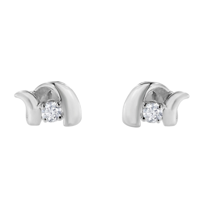 Bids.com .925 Sterling Silver Round Cut Diamond Fashion Stud Earrings (0.10 cttw, I-J Color, I2-I3 Clarity) Earrings
